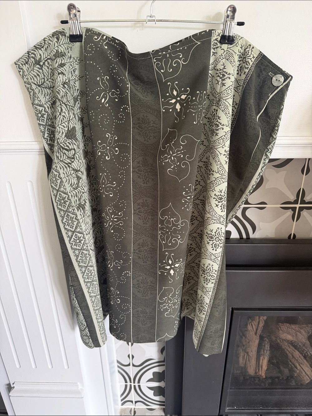 Vintage Encore Olive Green Patterned Wrap Skirt